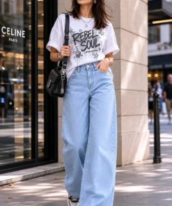 zayla Women Baggy Fit High Rise Light Blue Jeans