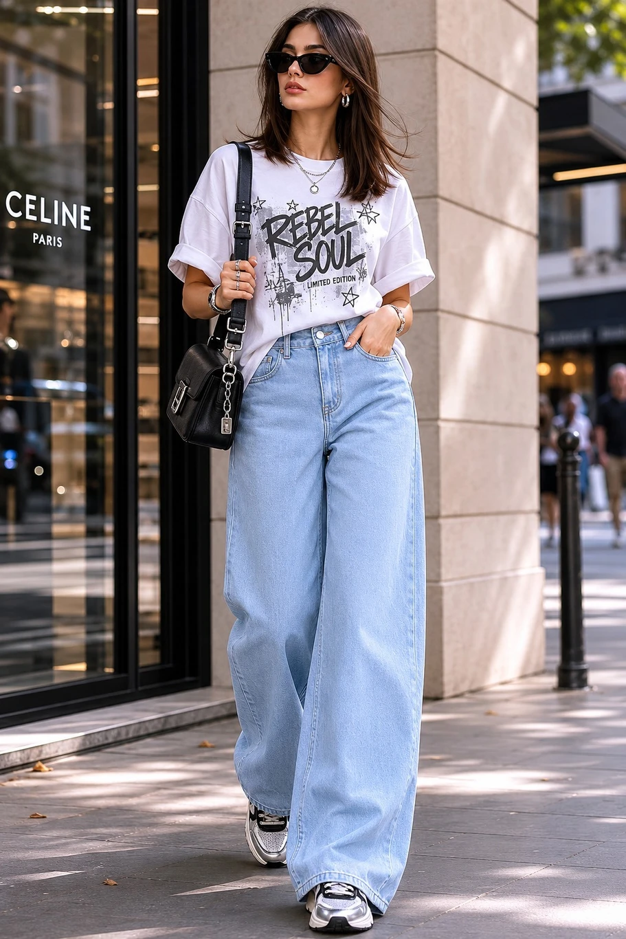 zayla Women Baggy Fit High Rise Light Blue Jeans