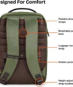 Alternative view of NASHER MILES Medium 22 L Laptop Backpack Sorbonne Corporate Laptop Backpack Premium Polyester for Office School Travel (Green, Brown)