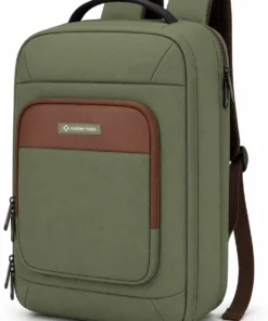 NASHER MILES Medium 22 L Laptop Backpack Sorbonne Corporate Laptop Backpack Premium Polyester for Office School Travel (Green, Brown)