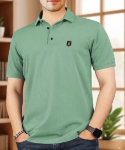 VeBNoR Men Self Design Polo Neck Polyester Light Green T-Shirt