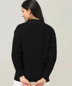 Alternative view of WOOLBERRY Women Self Design High Neck Black Sweater