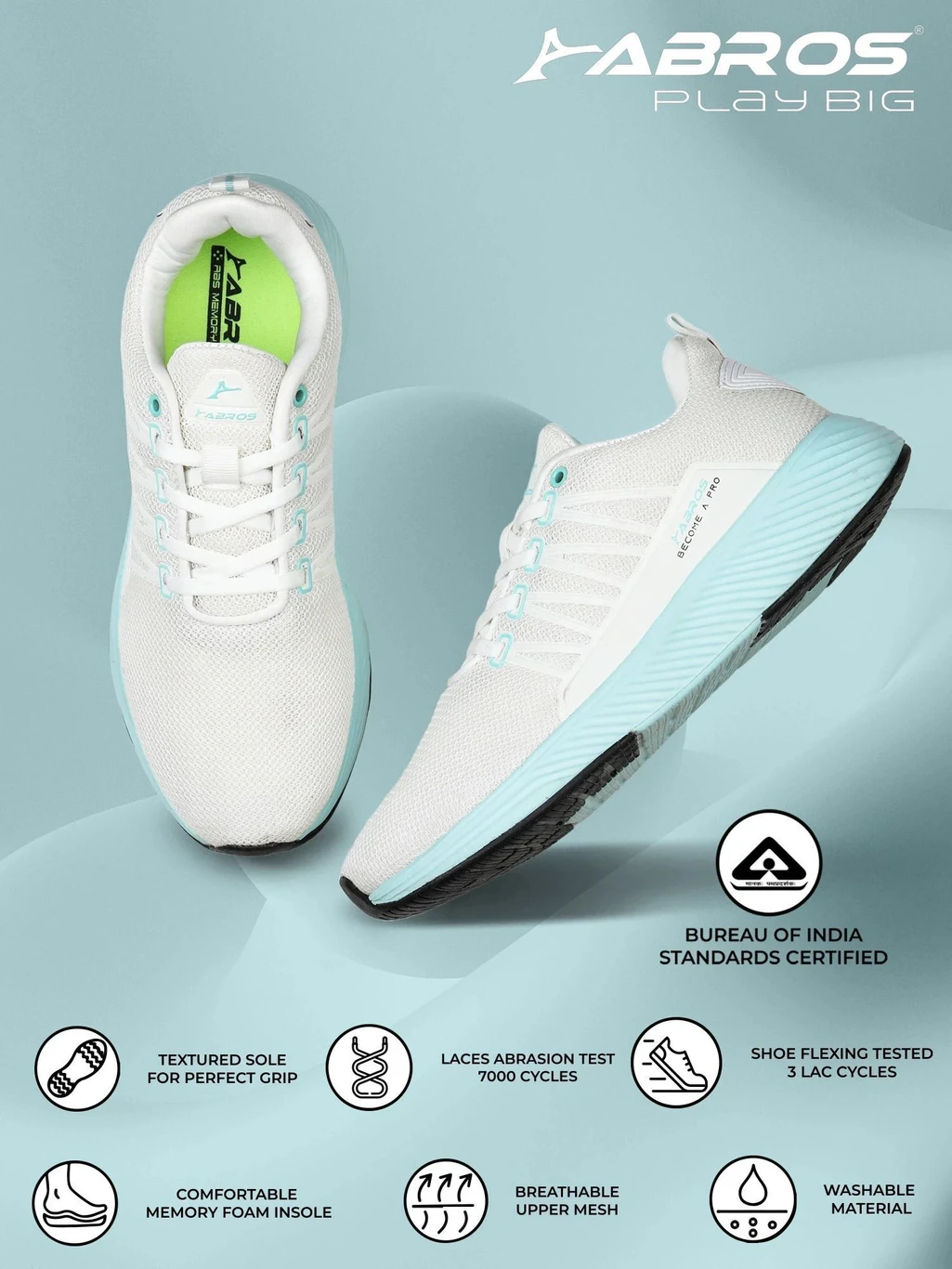 Abros ARIZ-N Running Shoes For Men (White , 6) - Image 2