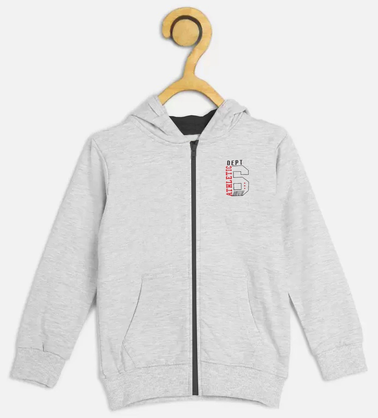 MIST N FOGG Boys Printed Hooded Neck Grey Sweater