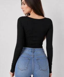 Alternative view of HASTAF Casual Regular Sleeves Solid Women Black Top