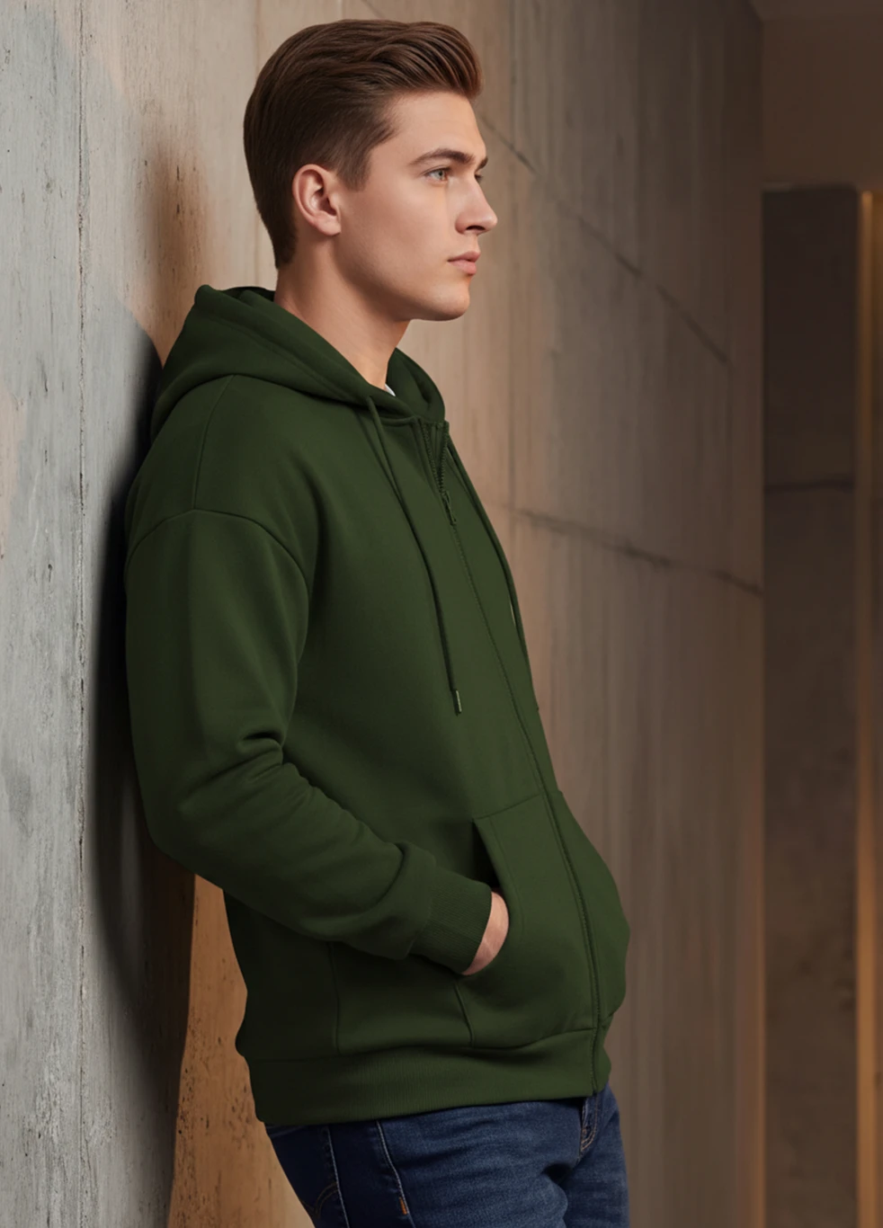 BEING WANTED Men Full Sleeve Solid Hooded Sweatshirt - Image 2
